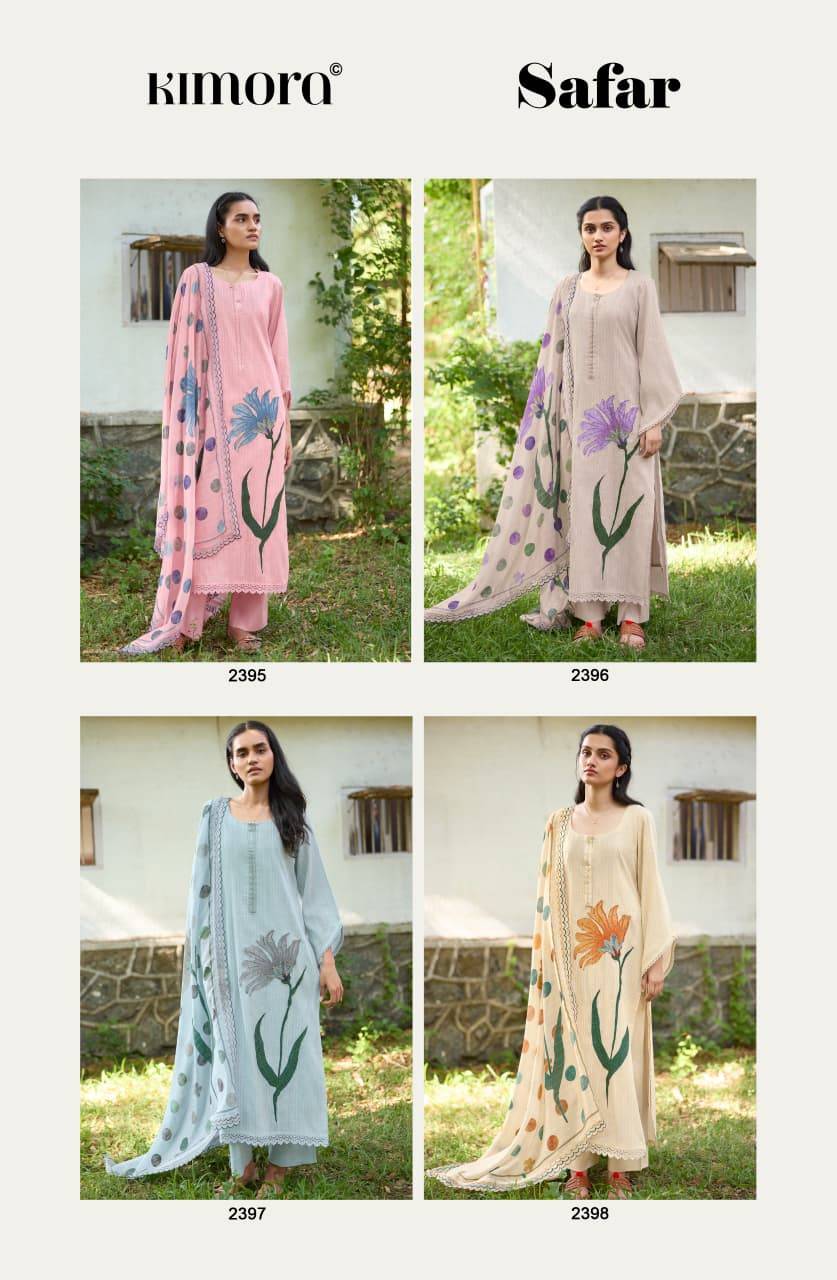 SAFAR by KIMORA SUIT 2395 TO 2398 SERIES Stylish Beautiful Colourful Pure self weave cotton Dresses At Wholesale Price